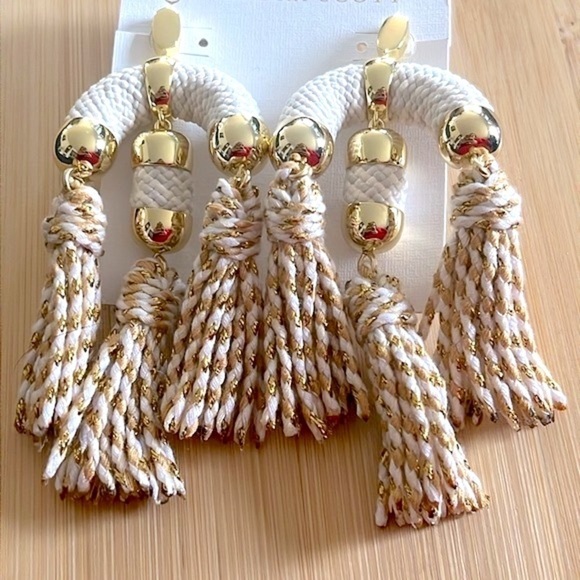 Brand New Kendra Scott Masie Tassel Statement Earrings 14k Gold Plated White - Picture 6 of 13